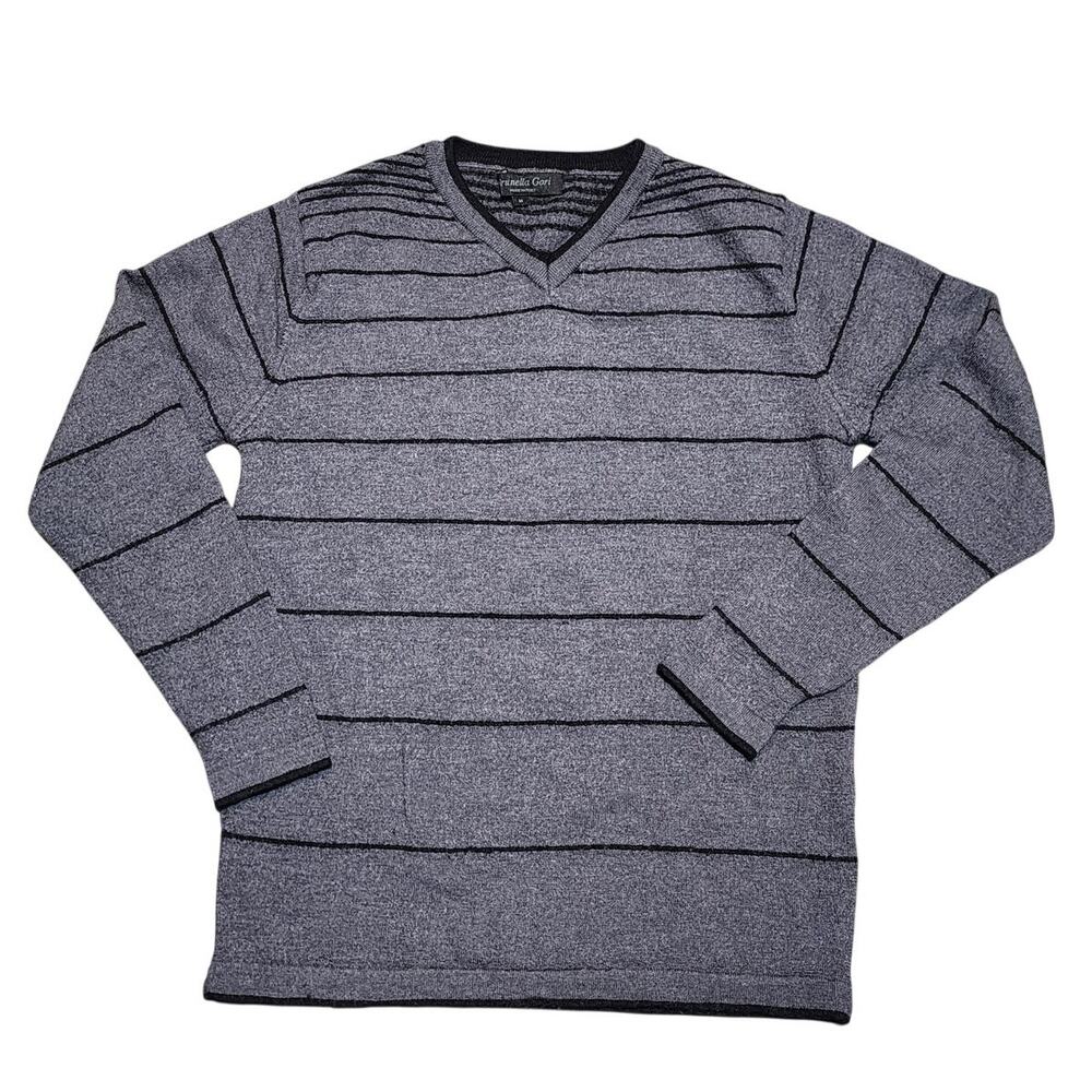 Brunella Gori Made in Italy Merino Wool Sweater Charcoal Black Stripe Women Med